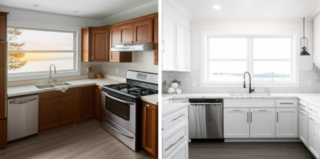 Kitchen renovation before and after